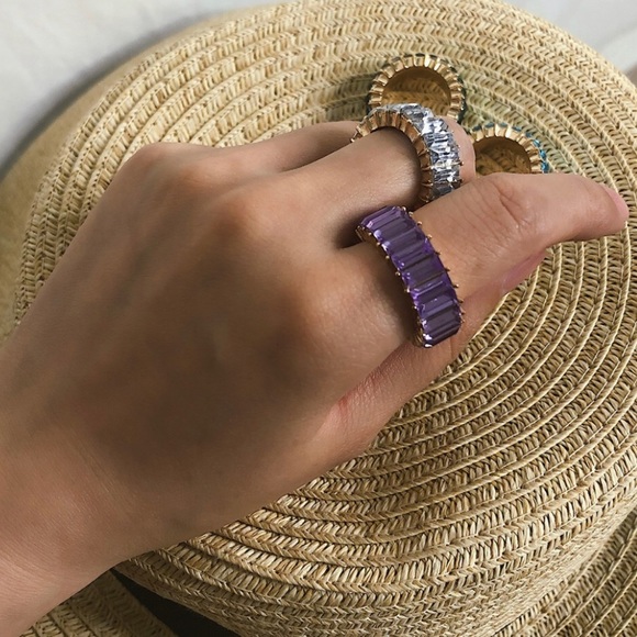 Jewelry - Purple Emerald Cut Eternity Ring Band